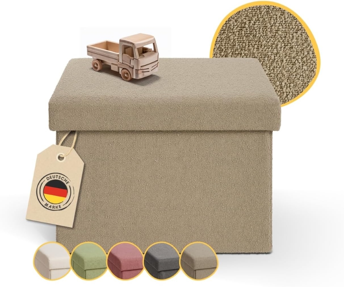 Laleni Sitzbank mit Stauraum - Truhenbank mit Stauraum 41x31 cm - Sitztruhe mit Stauraum - Sitzwürfel - Aufbewahrungsboxen - Sitzbank klein - Spielzeug Aufbewahrung - Stauraum Hocker Teddy in Taupe Bild 1