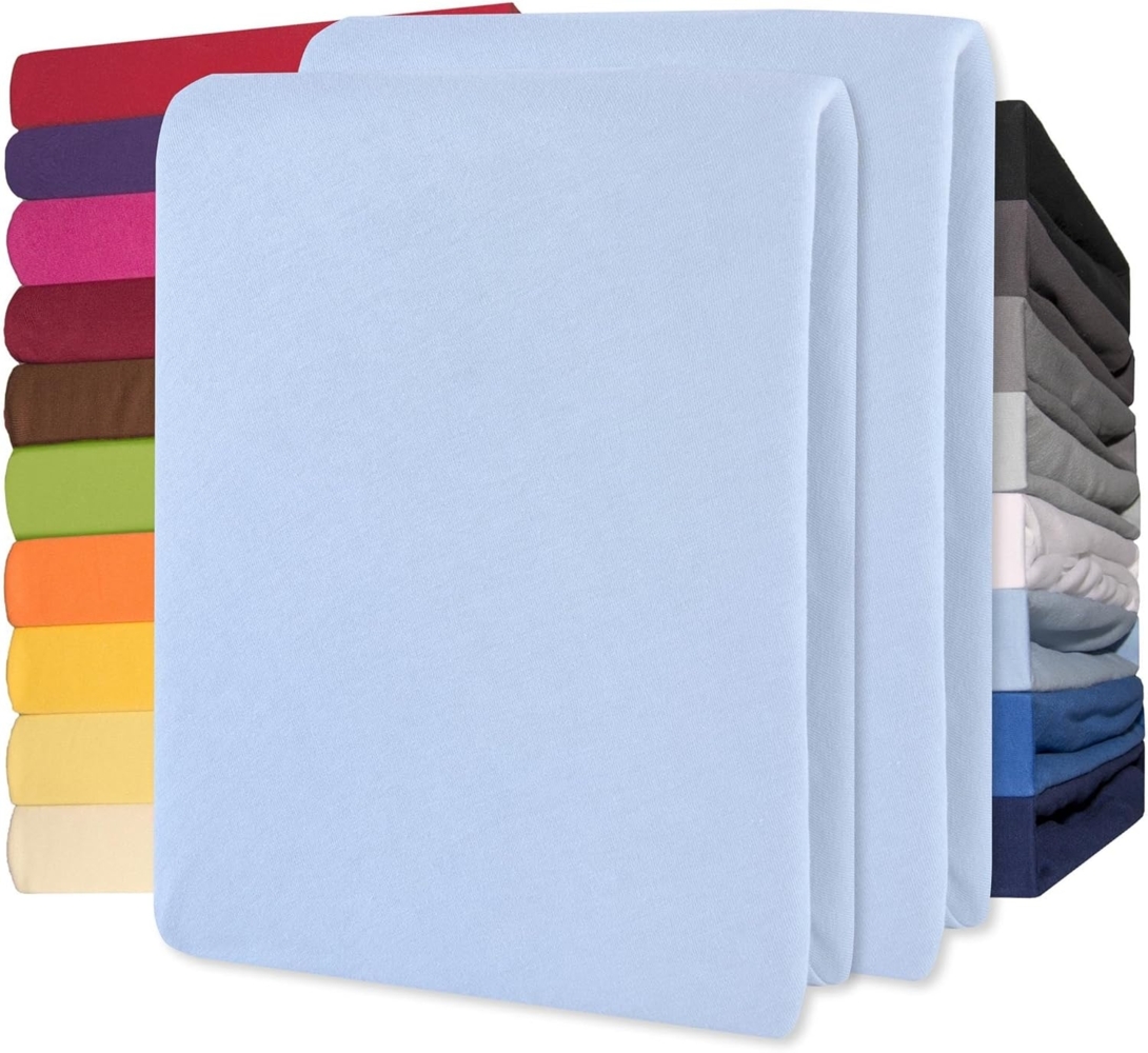 CelinaTex Jersey Spannbettlaken Lucina 140x200-160x200 cm Aqua blau 100% Baumwolle gekämmt bis 26cm Matratzenhöhe Spannbettbezug, Leintuch, Bettlaken, elastisch, Strech, Oeko-Tex Bild 1