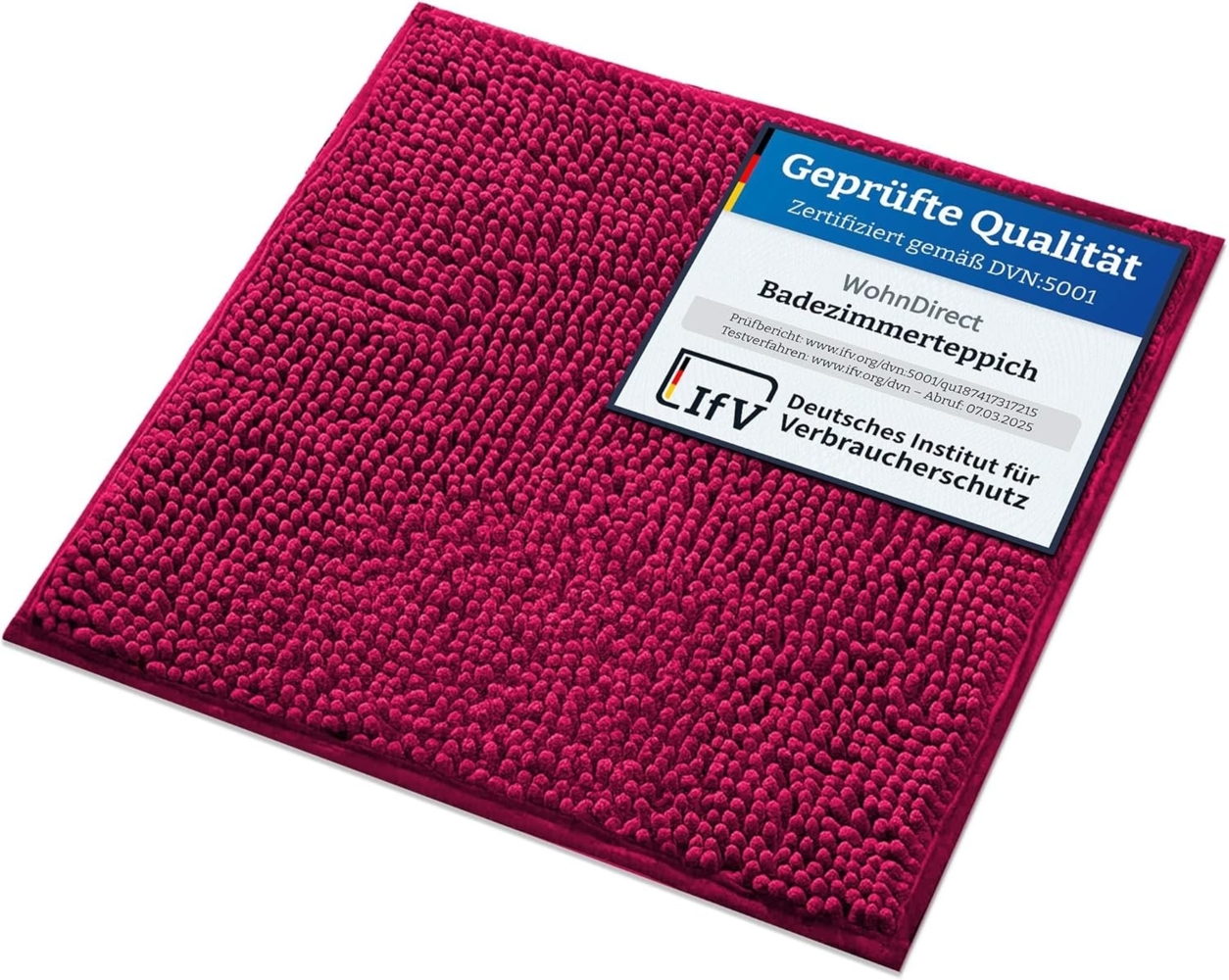 WohnDirect Badematte 45x45 cm | Pink - rutschfest & Waschbar - Badezimmerteppich zum Set kombinierbar, Badvorleger, WC Garnitur, Badteppich Bild 1
