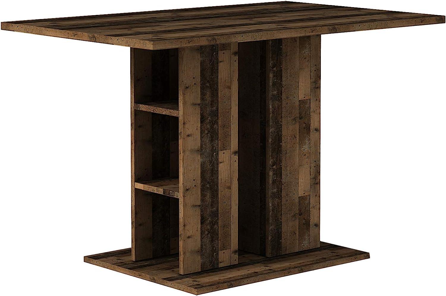 byLIVING Säulentisch MATTIS / Moderner Esstisch in Old Wood Altholz-Optik braun / passend zur Eckbank MATTIS / Küchentisch mit Stauraum / mit Ablage / 110 x 70 x 75 cm (L x B x H) / Küchentisch Bild 1