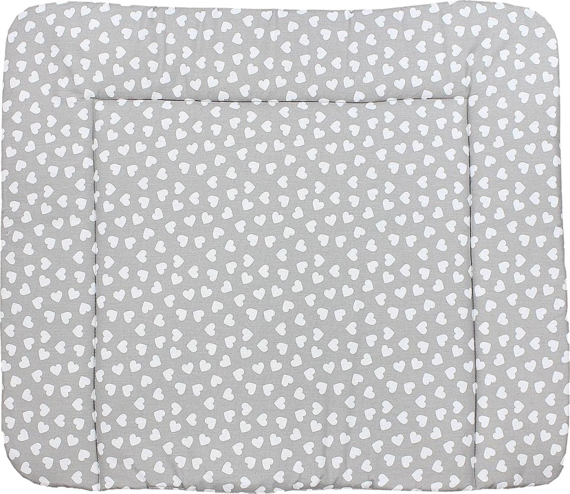 TupTam Baby Wickeltischauflage mit Baumwollbezug Gemustert, Farbe: Herzen Grau, Größe: 70x50 cm Bild 1