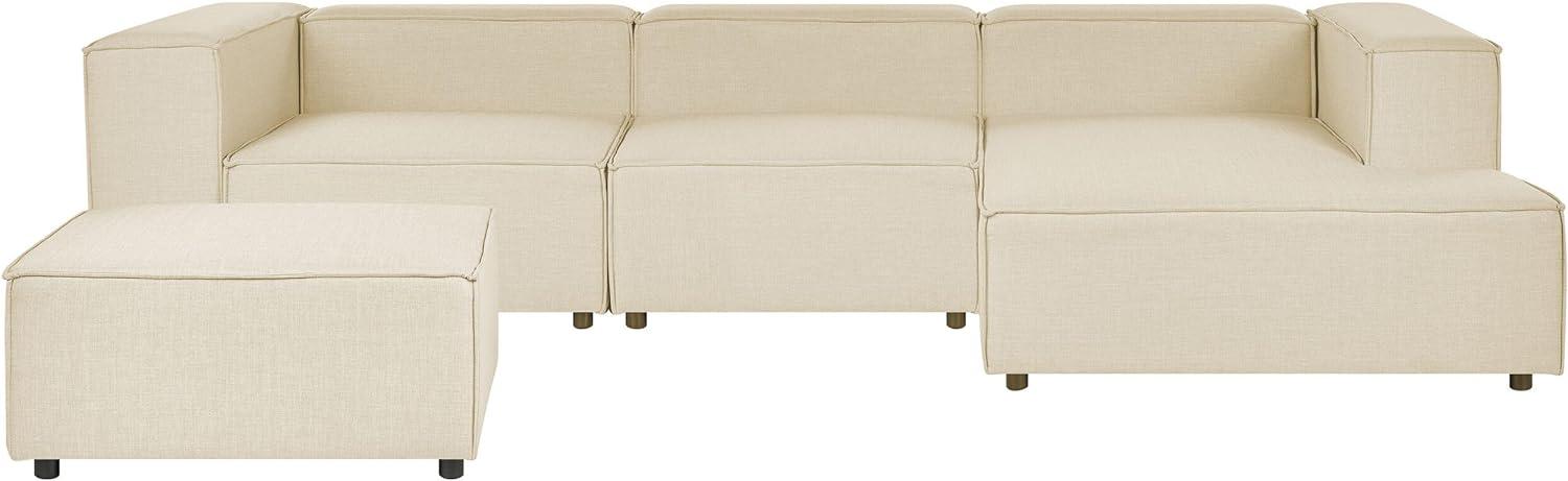 3-Sitzer Ecksofa 'APRIC', Beige, Leinen, mit Ottomane, Links Bild 1