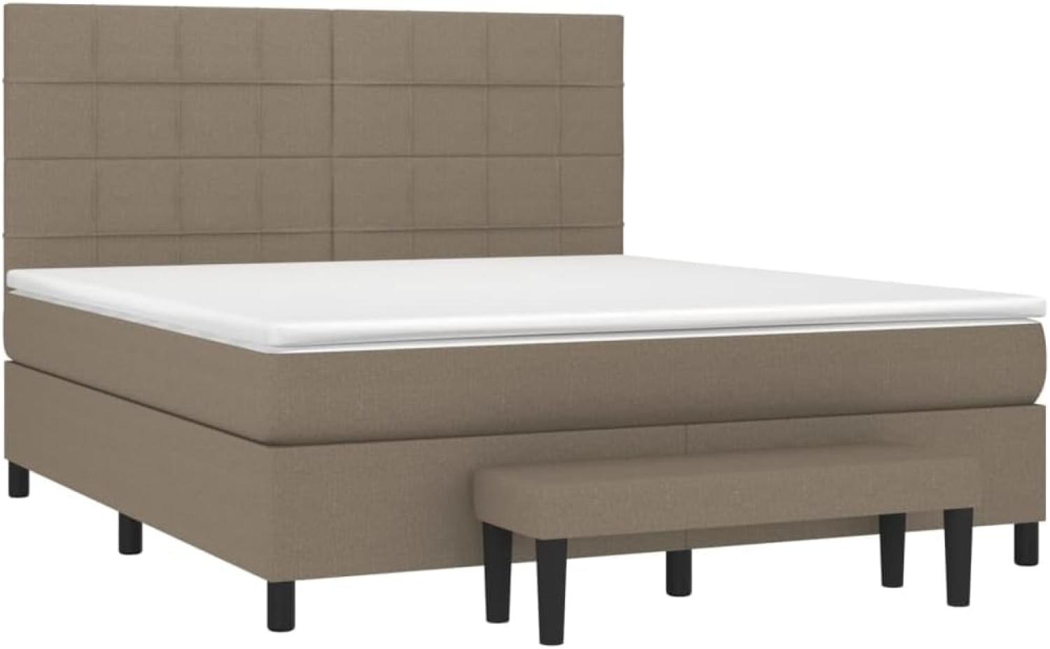 vidaXL Boxspringbett mit Matratze Taupe 180x200 cm Stoff 3136617 Bild 1