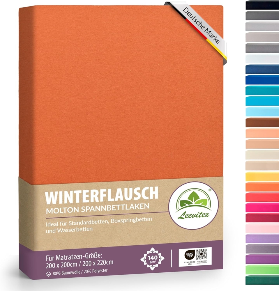 leevitex® Spannbettlaken Winter – Kuscheliges Thermo-Fleece, Gummizug: Rundum, 80% Baumwolle, 20% Polyester, Weiches Spannbetttuch für kalte Nächte Bild 1