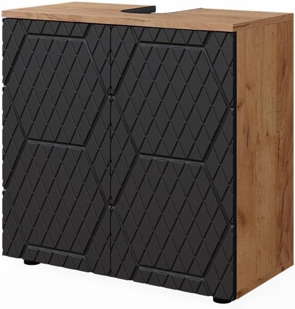 Vicco 'Irma' Waschbeckenunterschrank, Holz, Anthrazit / Natur (Sechseck), 59 x 30 x 60 cm Bild 1