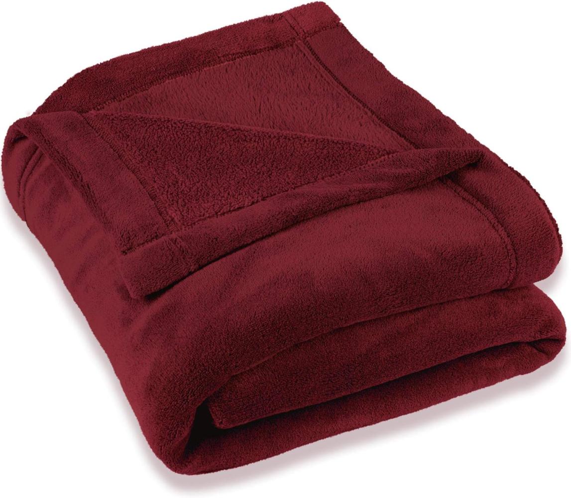 CelinaTex Flauschige Kuscheldecke XXL 220 x 240 cm Bordeaux rot Decke Sofa warm Wohndecke weich Mikrofaser Fleece Oeko-TEX Montreal Bild 1