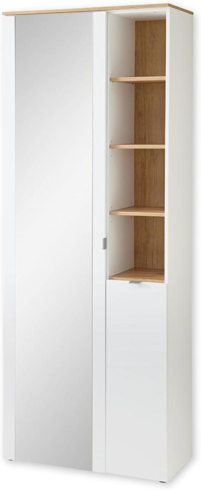 BARI Garderobenschrank mit Spiegel in Weiß, Artisan Eiche Optik FSC-zertifiziert - Moderner Flurgarderoben Schrank mit viel Stauraum - 78 x 202 x 38 cm (B/H/T) Bild 1