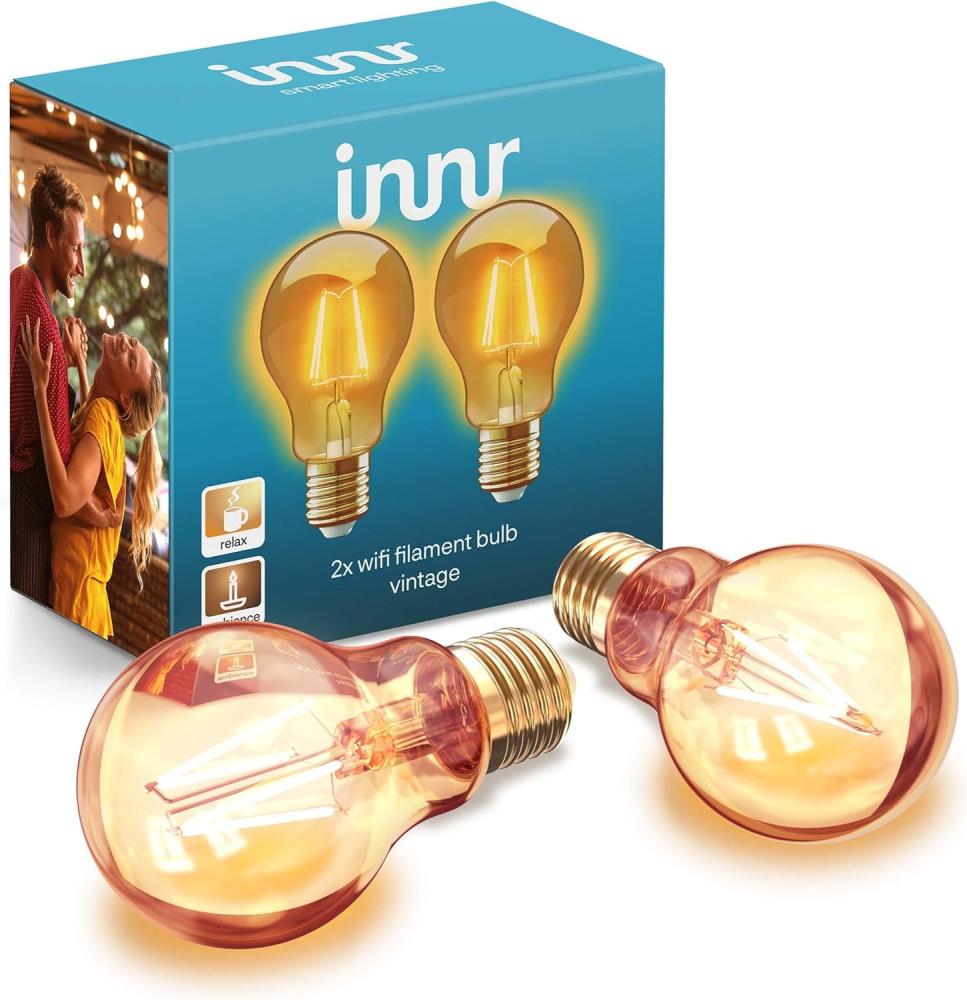 Innr Smart Vintage - LED-Glühbirne - E27 - 4 5 W (entspricht 30 W) - Klasse F - warmweißes Licht - 2200 K (2er Pack) Bild 1