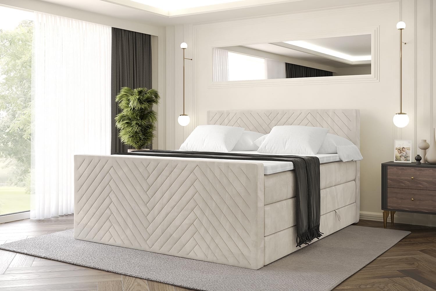 ALTDECOR Boxspringbett VEXA-Z KING (Multipocket-Matratze H4, H3 Matratze Bonellfederung, Topper, Kopfteil), Doppelbett mit Fußteil Bild 1