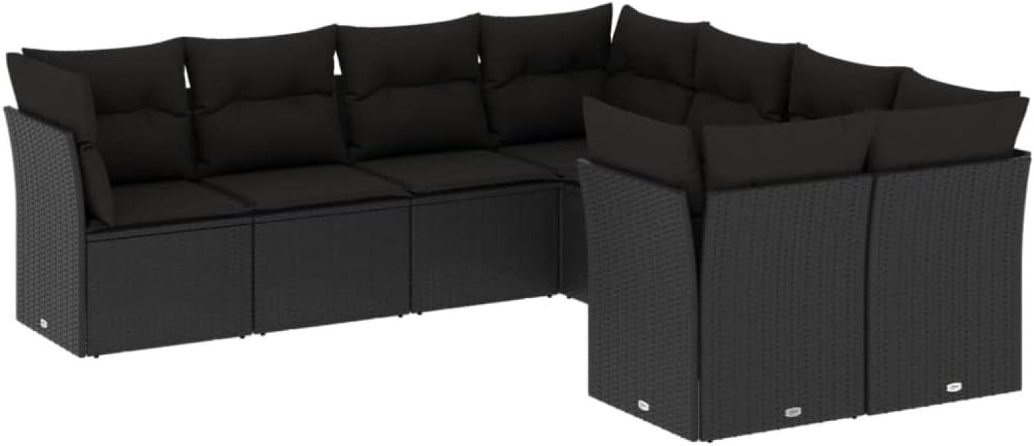 vidaXL 8-tlg. Garten-Sofagarnitur mit Kissen Schwarz Poly Rattan 3218585 Bild 1