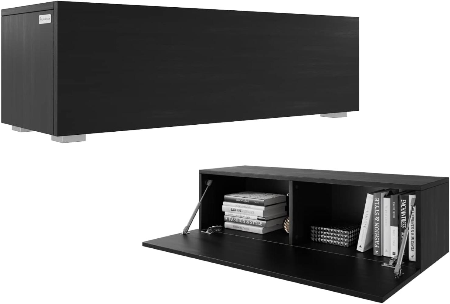 PLATAN ROOM Fernsehschrank TV-Lowboard 105-140-160-210-280 Board Schwarz Matt TV-Unterteil Hängend Oder Stehend (Schwarz Matt/Schwarz Matt, 105 x 30 x 32) Bild 1