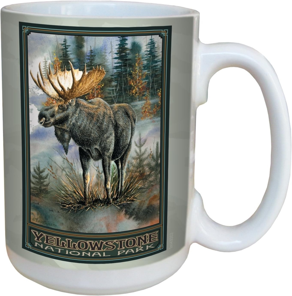 Tree Free Grußkarten, 15 oz Keramik Scenic Yellowstone Nationalpark Moose von David Bartholet Becher mit großen Griff, mehrfarbig Bild 1