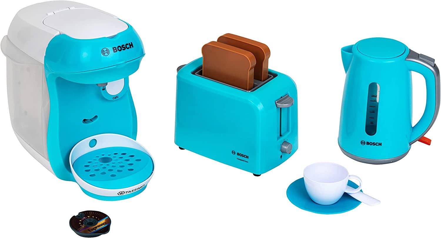 Theo Klein Bosch Frühstücksset 2021, 9-tlg, Wasserkocher, Kaffeemaschine, Toaster, Kinderküche, Kinder Spielzeug, 9519 Bild 1