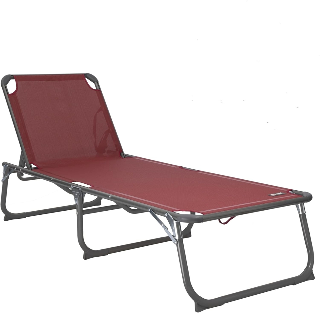 HOMECALL Aluminium-Klappliege, Textilene-Gewebe, 200x70 cm, Max. Tragkraft 150 kg - Rot Bild 1