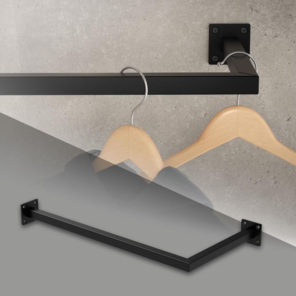 ML-DESIGN Kleiderstange Kleiderständer Übereck für die Wand aus Stahl rostfrei L-Form (1 St), Garderobenstange 60x30cm Schwarz L-Form Kleiderständer Kleidergestell Bild 1