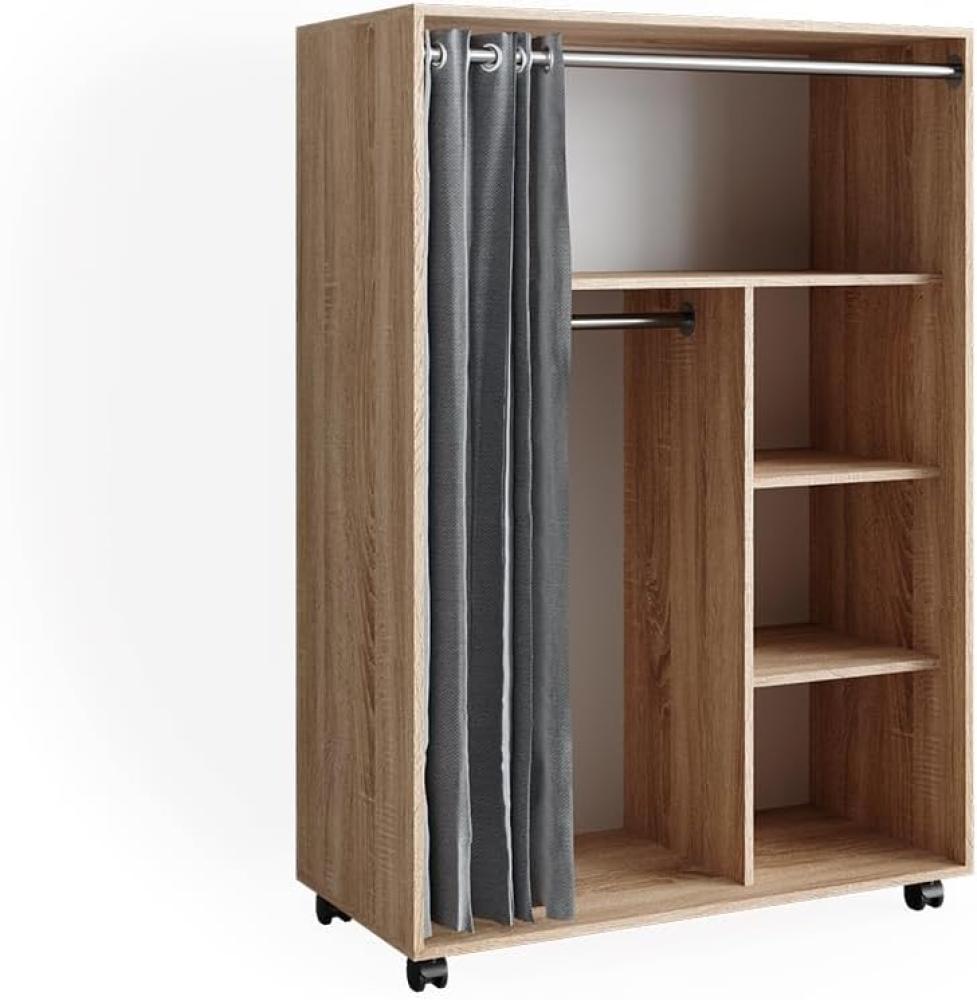 Vicco mobiler Kleiderschrank Dielenschrank Garderobe Doros Sonoma 100 x 147 cm offen rollbar Bild 1