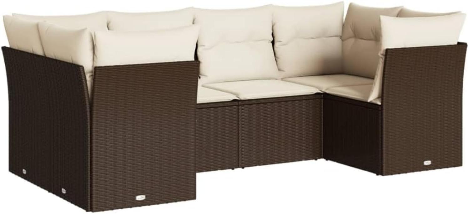 vidaXL 6-tlg. Garten-Sofagarnitur mit Kissen Braun Poly Rattan 3218113 Bild 1