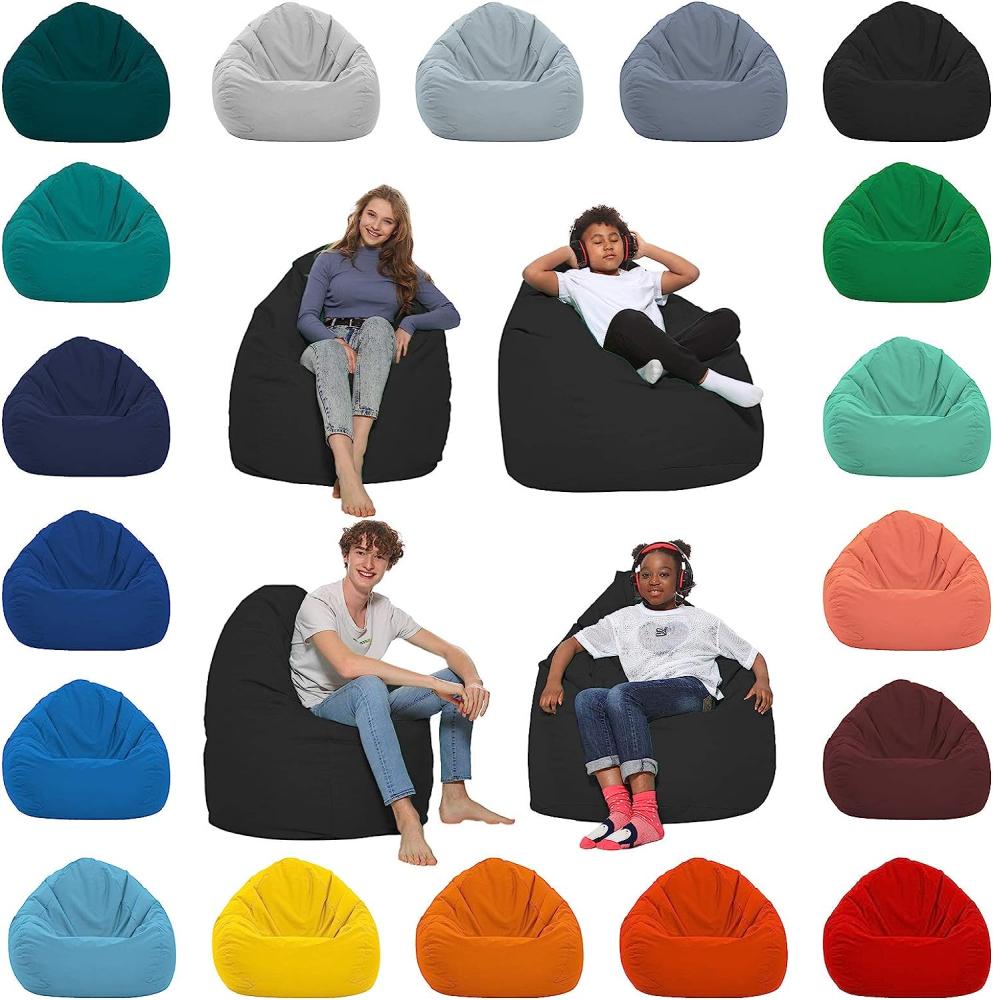 HomeIdeal - Sitzsack XXL Bodenkissen für Erwachsene & Kinder - Geeignet für Gaming oder Entspannen - Indoor wie Outdoor da er Wasserfest ist - mit EPS Perlen, Farbe:Schwarz, Größe:XXL Bild 1