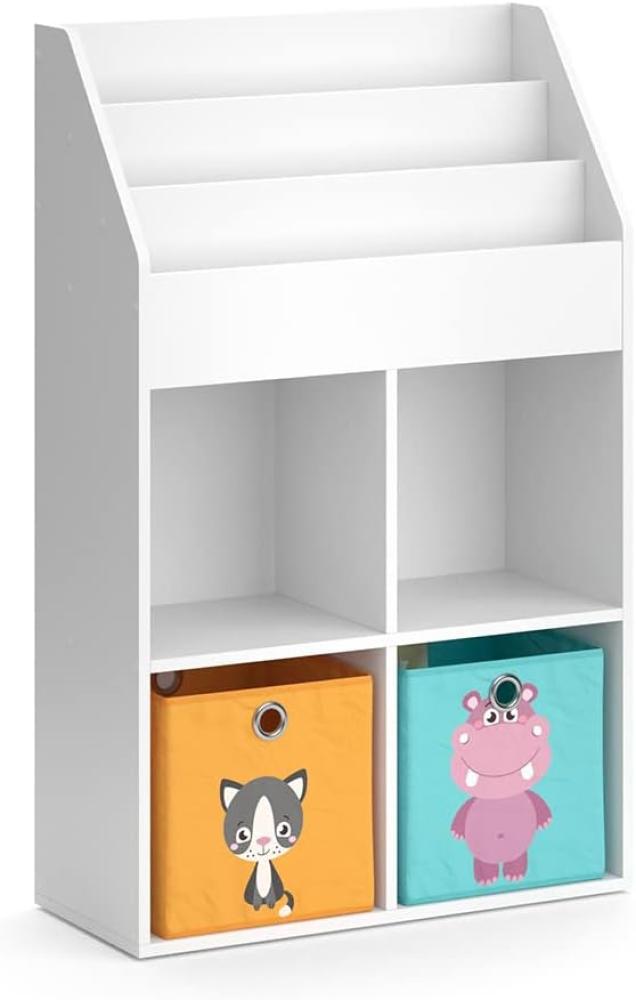 Vicco Kinderregal Bücherregal Wandregal Luigi Weiß 100x114 cm modern Kinderzimmer Regal Spielzeugregal Dekoregal Standregal Aufbewahrungsregal Würfelregal Ablage Fach freistehend Bild 1