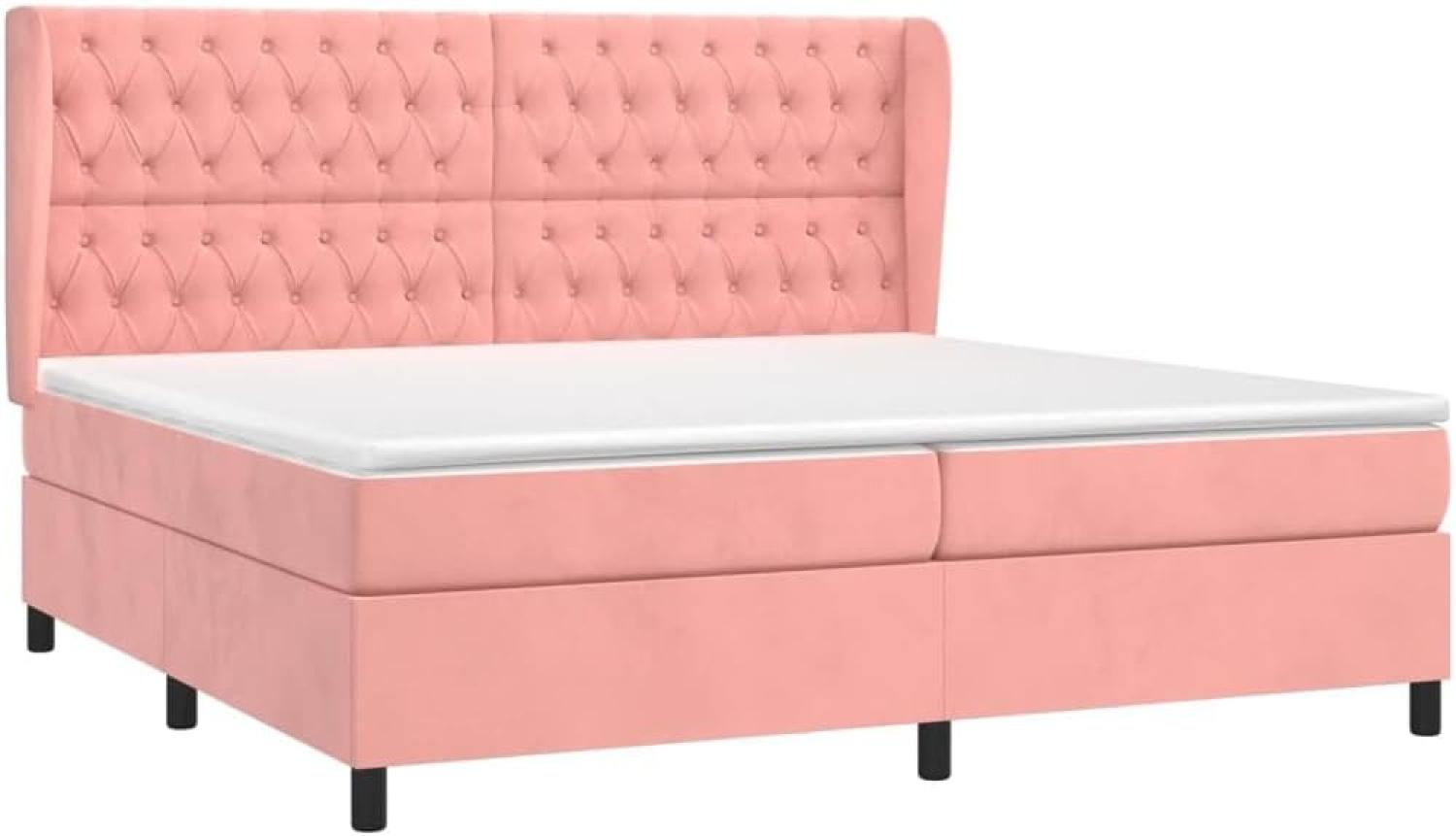 vidaXL Boxspringbett mit Matratze Rosa 200x200 cm Samt 3129416 Bild 1