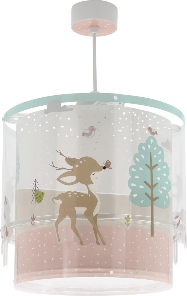 Dalber Lampe kinderzimmer, kinderlampe Pendelleuchte Hängelampe, Deckenleuchte Kinder, Deckenlampe kinderzimmer, Loving Deer Reh Tiere, Rosa Bild 1