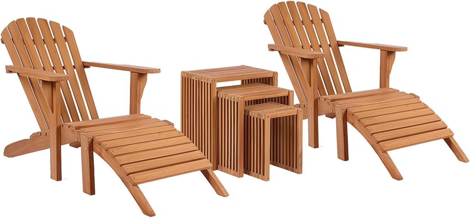 Liegesessel Adirondack Montreal und Beistelltisch 3-er Set Teak-KOMPLETTSET Bild 1