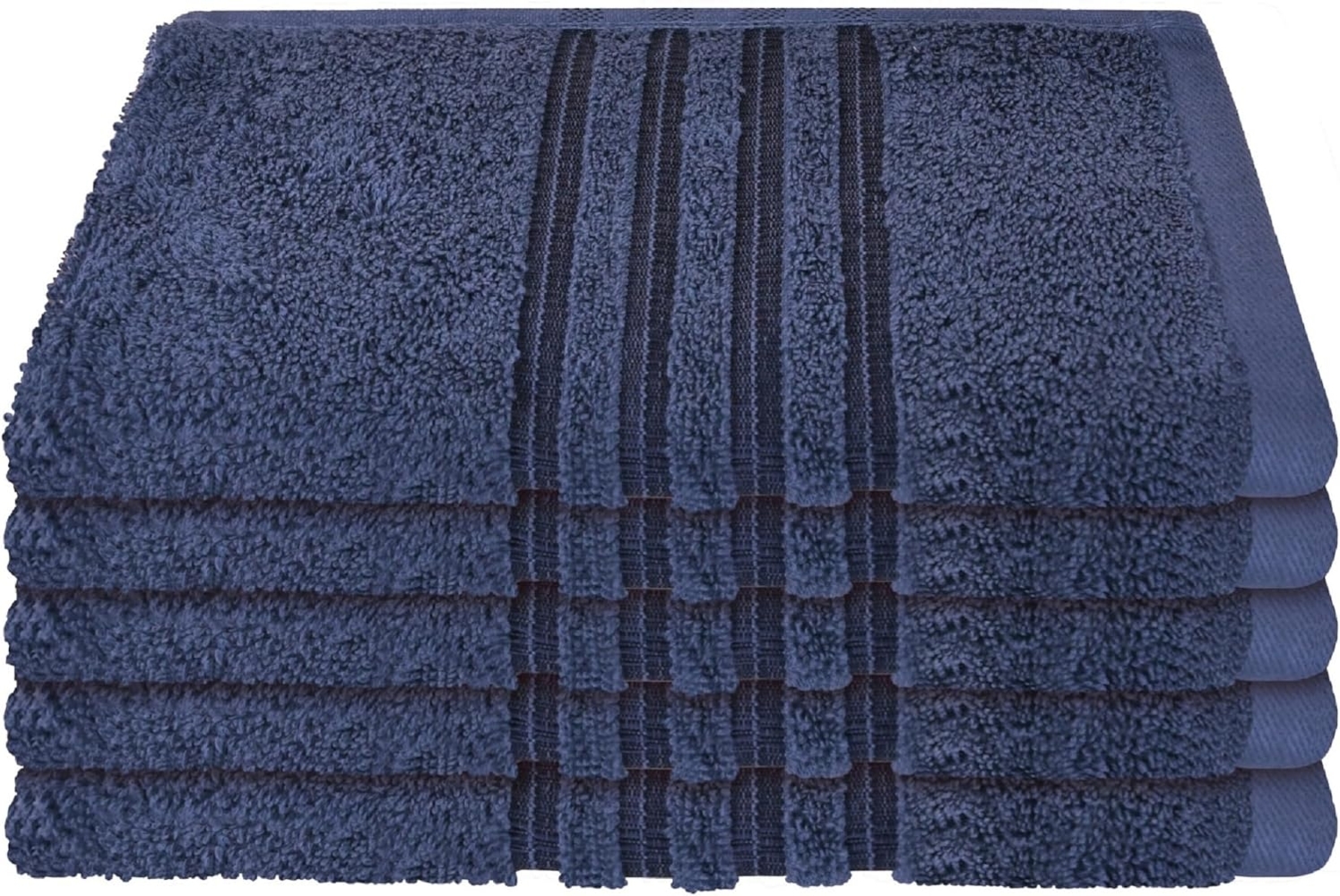 Schiesser Frottier Gästetuch Milano im 5er Set | 100% Baumwolle aus nachhaltiger Produktion | weich, saugstark, farbecht | 30x50cm | Dunkelblau Bild 1