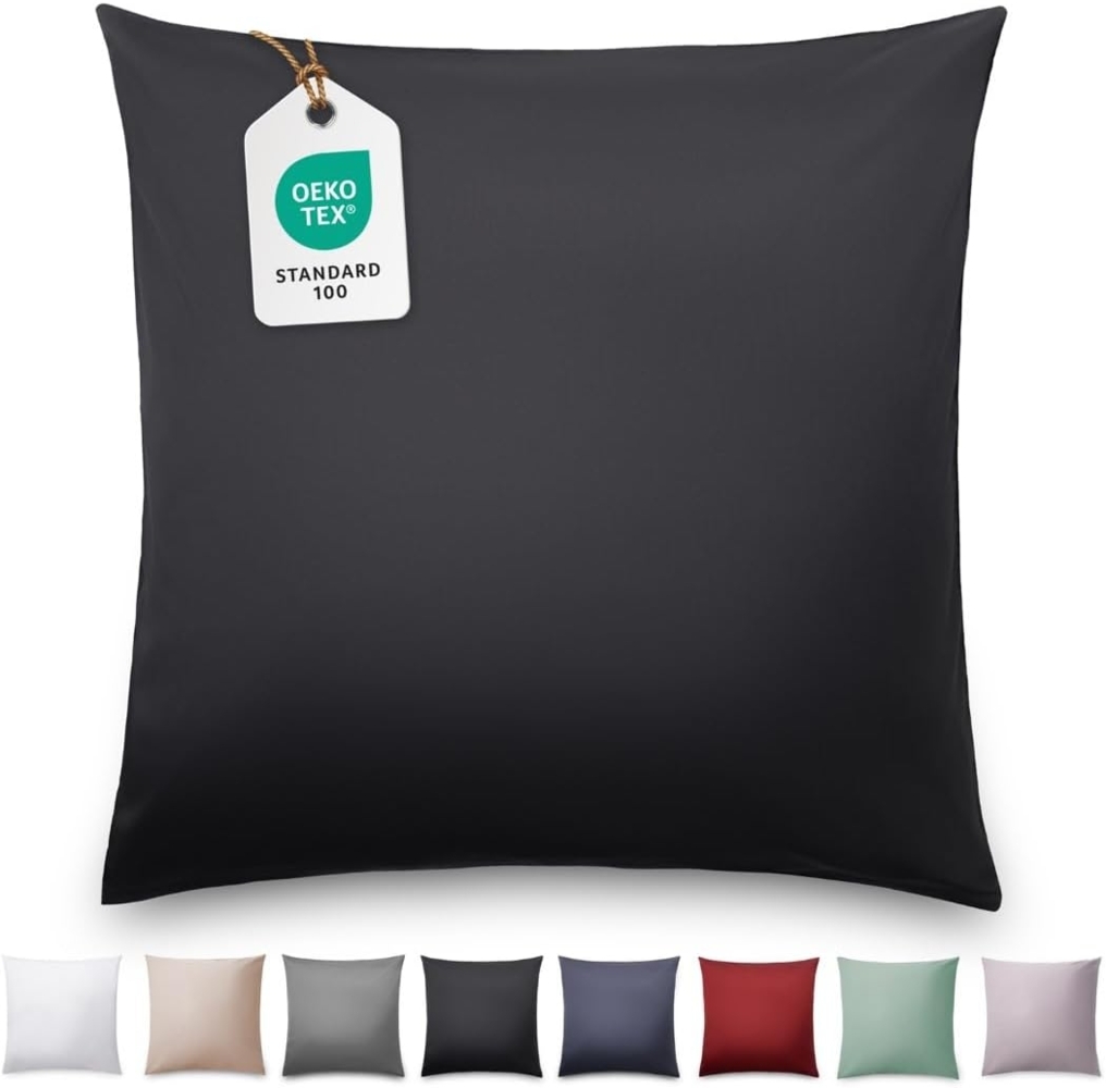 Blumtal Kissenbezüge Premium Mako Satin Kissenbezug, superweich aus 100% Baumwolle, (1 Stück), OEKO-TEX zertifiziert – Glanzoptik & farblich passender Reißverschluss Bild 1