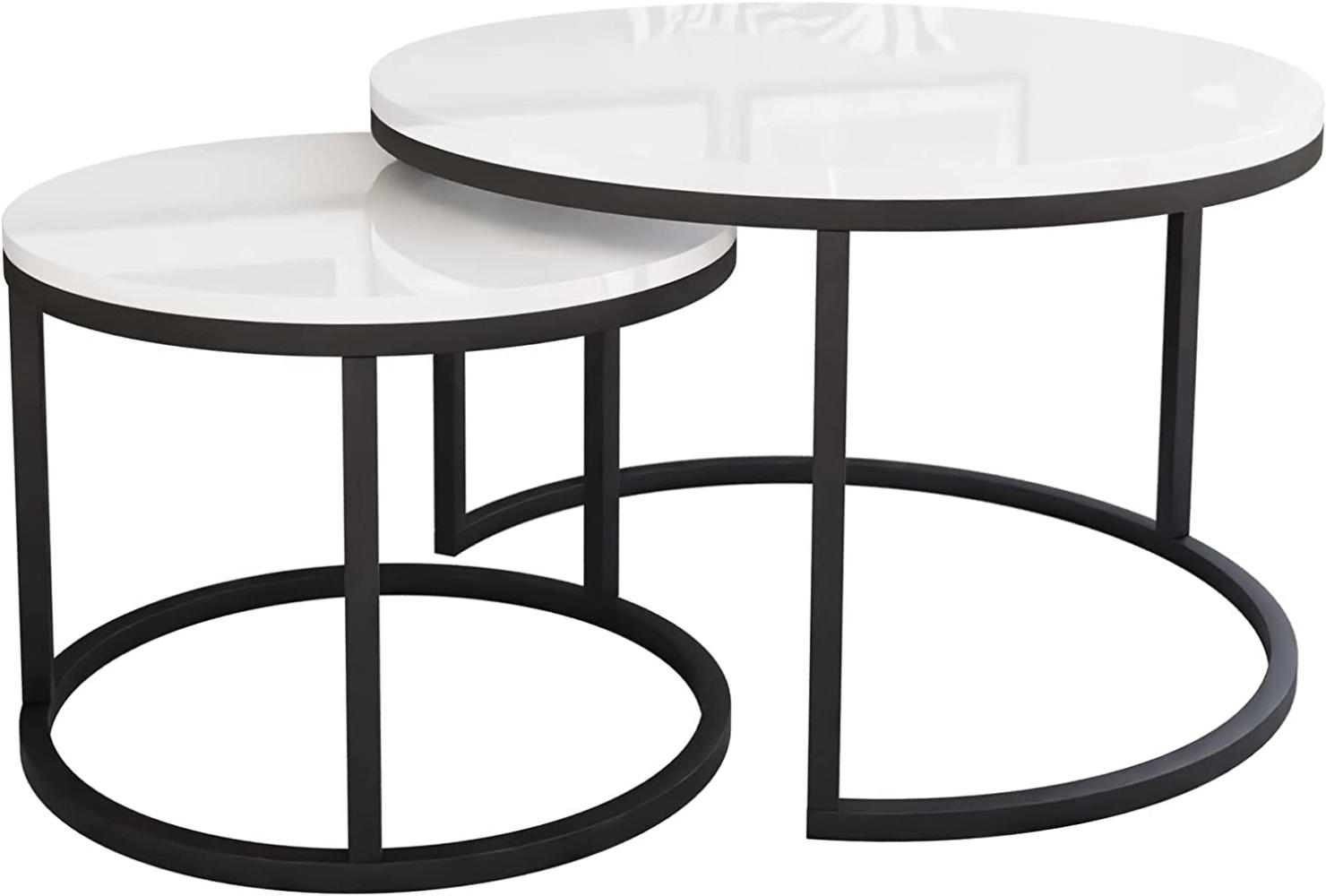 Couchtisch CIRI 2in1 Modern Loft Kaffetisch Sofatisch Beistelltisch Modern Verschiedene Varianten (Schwarz, Weiß Hochglanz) Bild 1