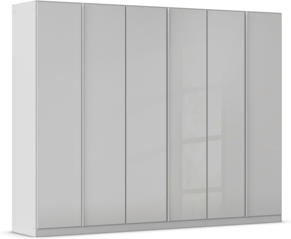 Rauch Möbel Monostar, Drehtürenschrank, Kleiderschrank, Kleiderschränke, Garderobe, 6-türig, 6 Glastüren, inkl. Schubkasteneinsatz und Wäscheeinteilung, Farbe Glas seidengrau/Seidengrau, 271 x 210 x 54 cm Bild 1