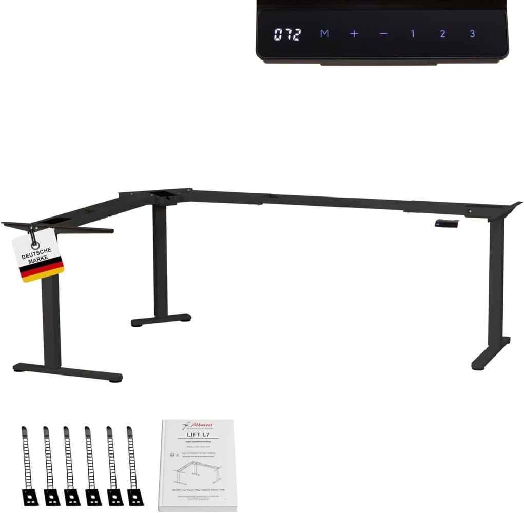 Albatros LIFT L7B Gestell für Eckschreibtisch Höhenverstellbar Elektrisch schwarz - Winkelschreibtisch Memoryfunktion - Schreibtischgestell Höhenverstellbar, Stufenlos Bild 1