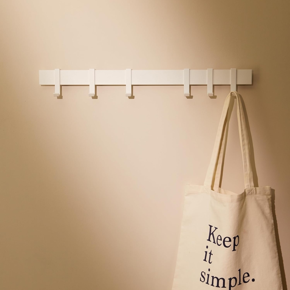 Designfabrik Hamburg Garderobenleiste, Wandgarderobe aus Metall, Garderobenhaken modern, verschiebbare Haken, schwebende Optik Bild 1