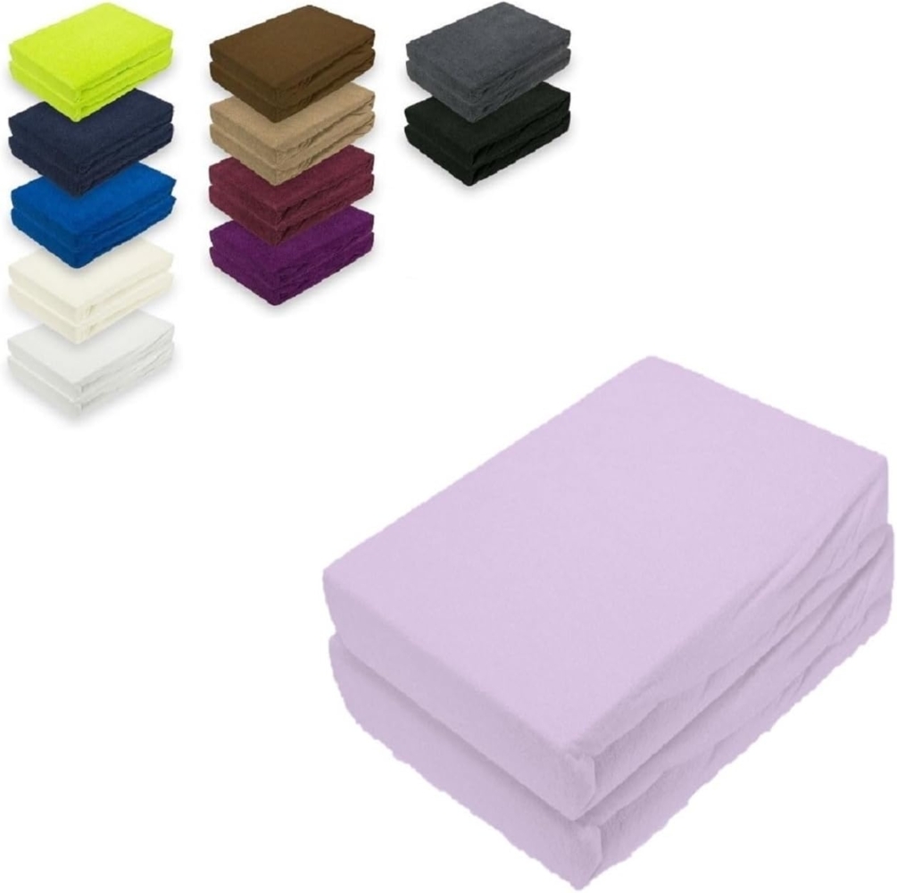 Frottee Spannbettlaken Doppelpack 180 - 200 x 200 cm Flieder Bild 1