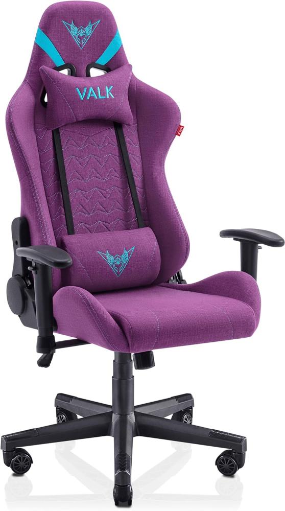 VALK Nyx - Stoff Gaming Stuhl, Gamer Stuhl (Atmungsaktivem Weichen Stoff, Neigungswinkel 160°, 2D-Armlehnen, Ergonomisch) Schreibtischstuhl, Bürostuhl (Lila Mystisch) Bild 1