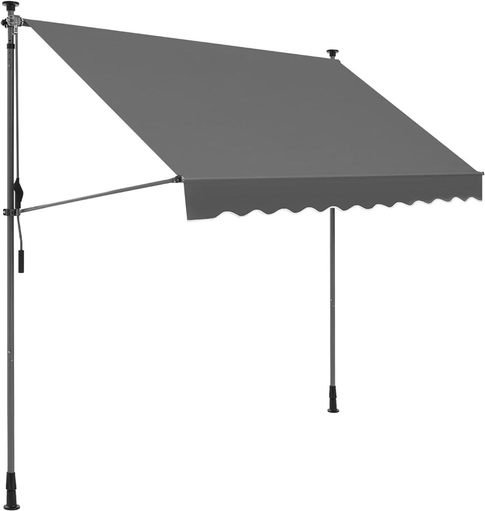 Songmics Klemmmarkise, 250x130 cm, Balkonmarkise, höhenverstellbar, mit Handkurbel, Sonnenschutz, für Balkon, Terrasse, Garten, anthrazit GSA253G02 Bild 1