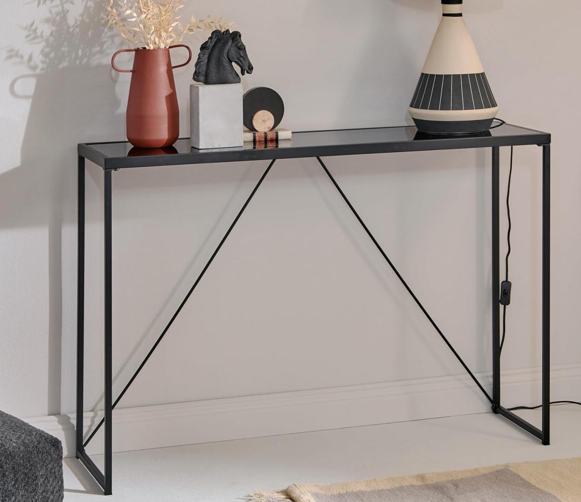 Jahnke Glam Console Konsole, Engineered Wood, Schwarzglas/Schwarz, One Size Bild 1