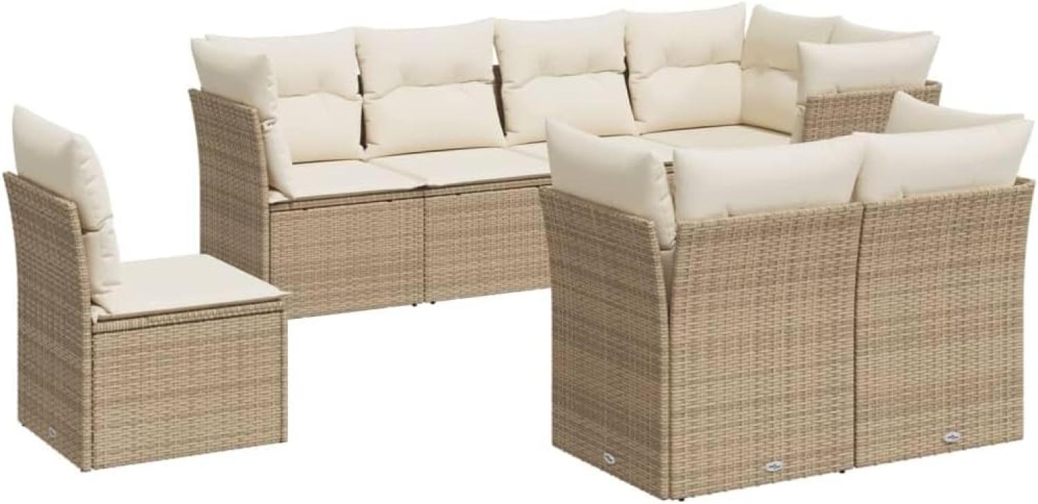 vidaXL 8-tlg. Garten-Sofagarnitur mit Kissen Beige Poly Rattan 3217928 Bild 1