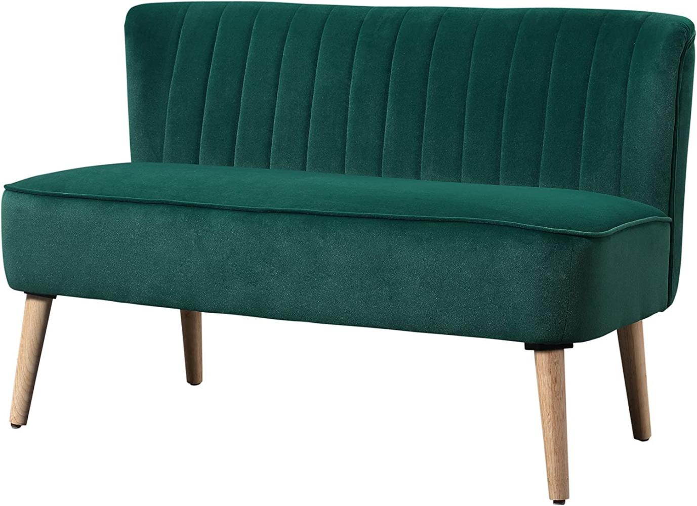 HOMCOM 2-Sitzer Stoffsofa Polstersofa Sitzmöbel Loungesofa Holz Samtartiges Polyster Schaumstoff Dunkelgrün 117 x 56,5 x 77 cm Bild 1