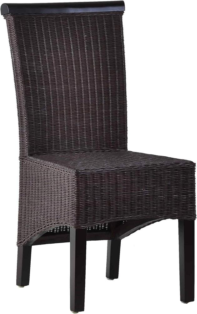 MiaMöbel Rattanstuhl 'Larissa' braun Massivholz, Rattan Mahagoni Modern Bild 1