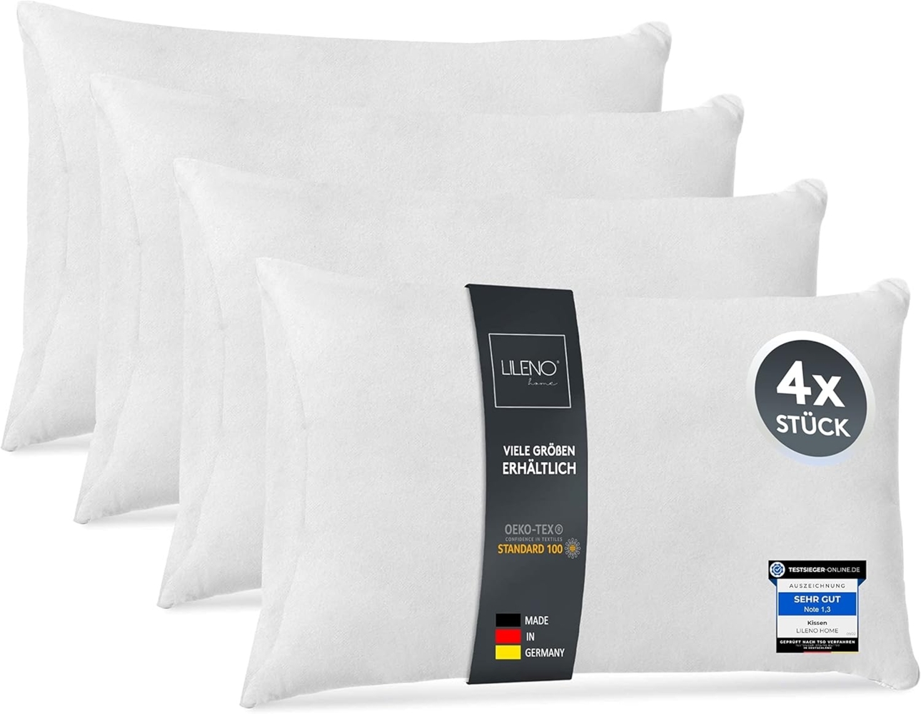 LILENO HOME 4er Set Kissenfüllung 40x60 cm - 40°C waschbares Innenkissen geeignet für Allergiker - Polyester Kisseninlet als Couchkissen, Sofa Kissen, Cocktailkissen und Kopfkissen Bild 1