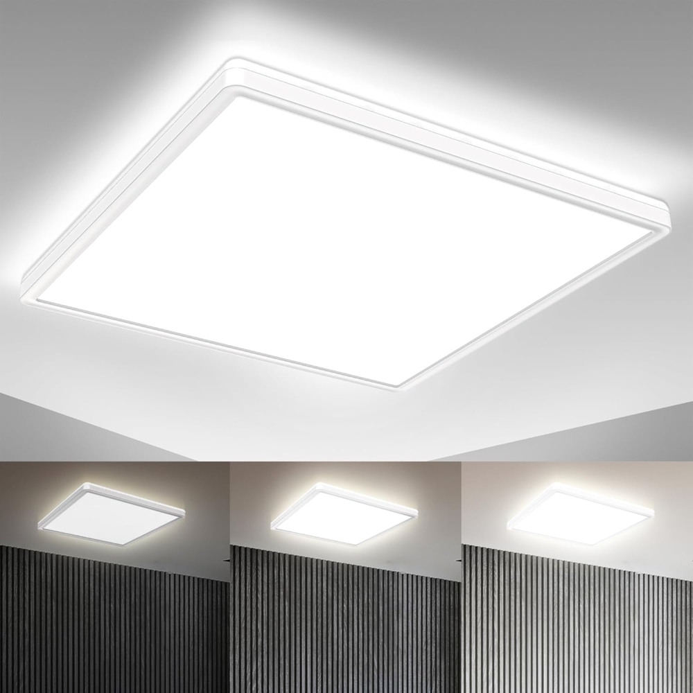 B.K.Licht Deckenleuchte LED Deckenlampe Backlight 4.000K 3.000lm - BKL1313, LED fest integriert, Neutralweiß, Panel Ultra Flach 420x420x29mm 22W Memoryfunktion Weiß Bild 1
