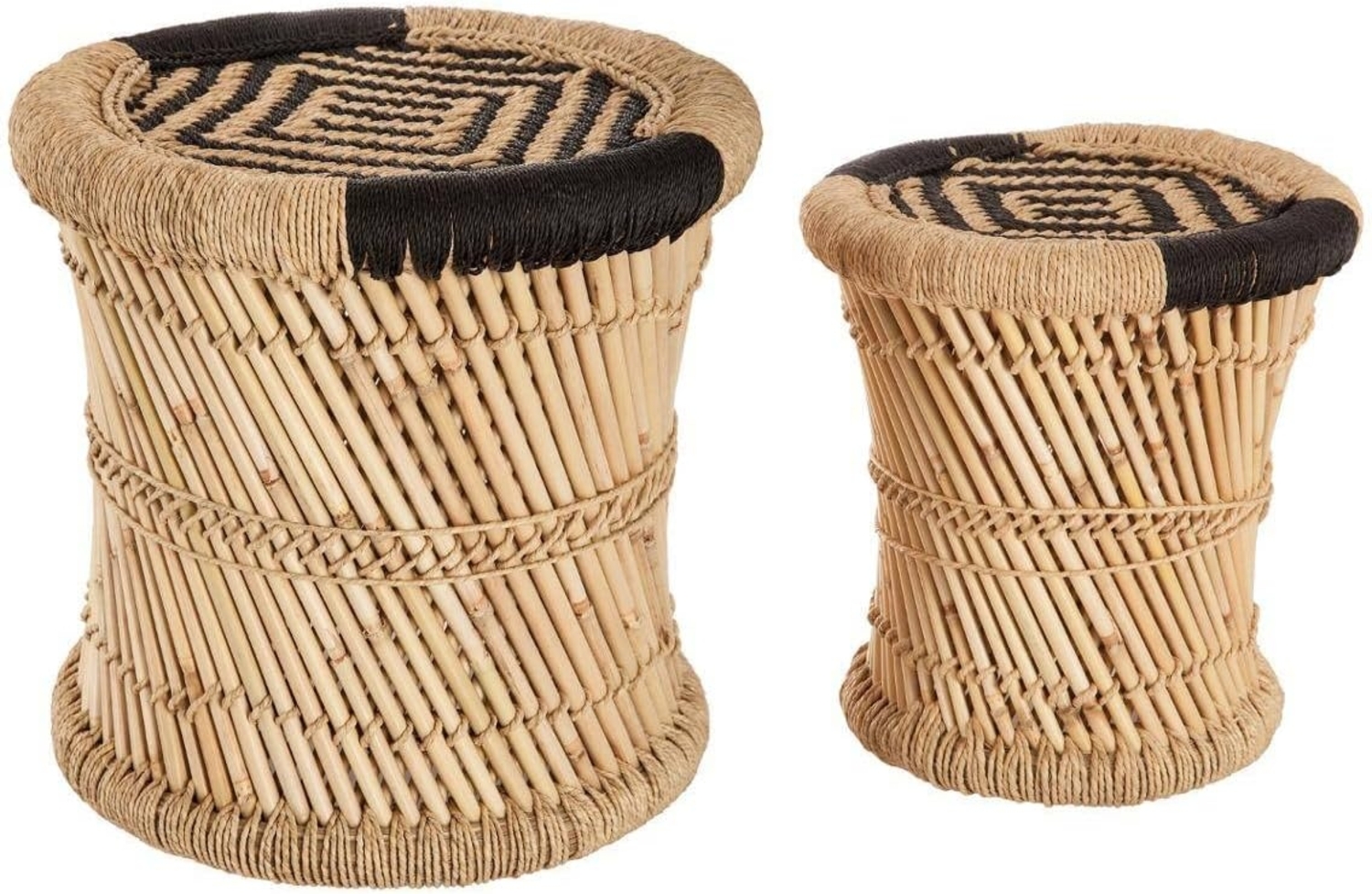 Set aus 2 niedrigen Satztischen aus Jute und Bambus HORIZON, Nomadenstil Bild 1