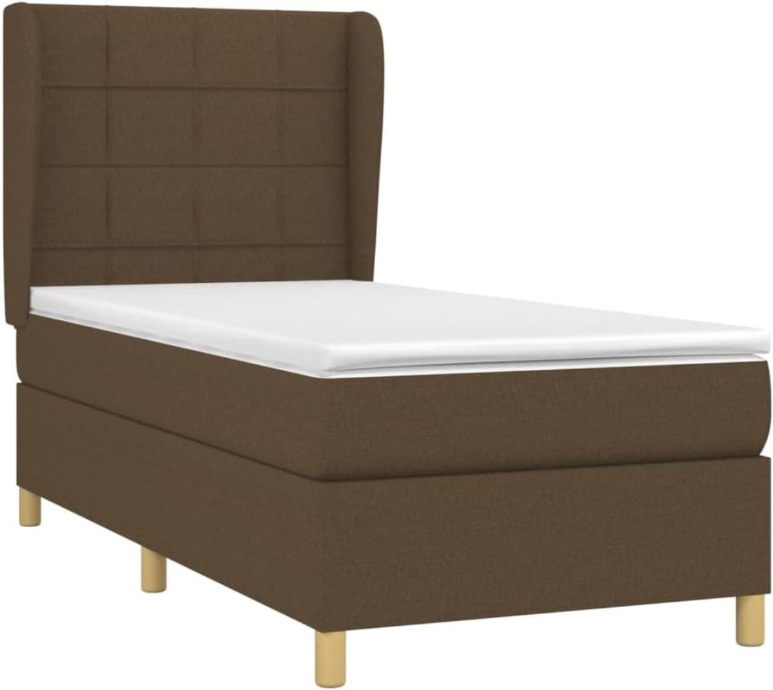 vidaXL Boxspringbett mit Matratze Dunkelbraun 90x190 cm Stoff 3128488 Bild 1