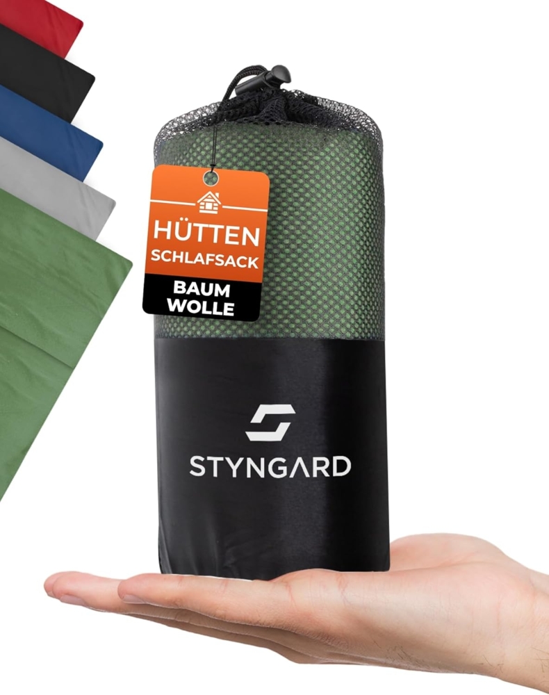 Styngard Schlafsackinlett Hüttenschlafsack Baumwolle Ultraleicht [350g] - kleines Packmaß, 100% Baumwolle, Warm und Leicht Bild 1