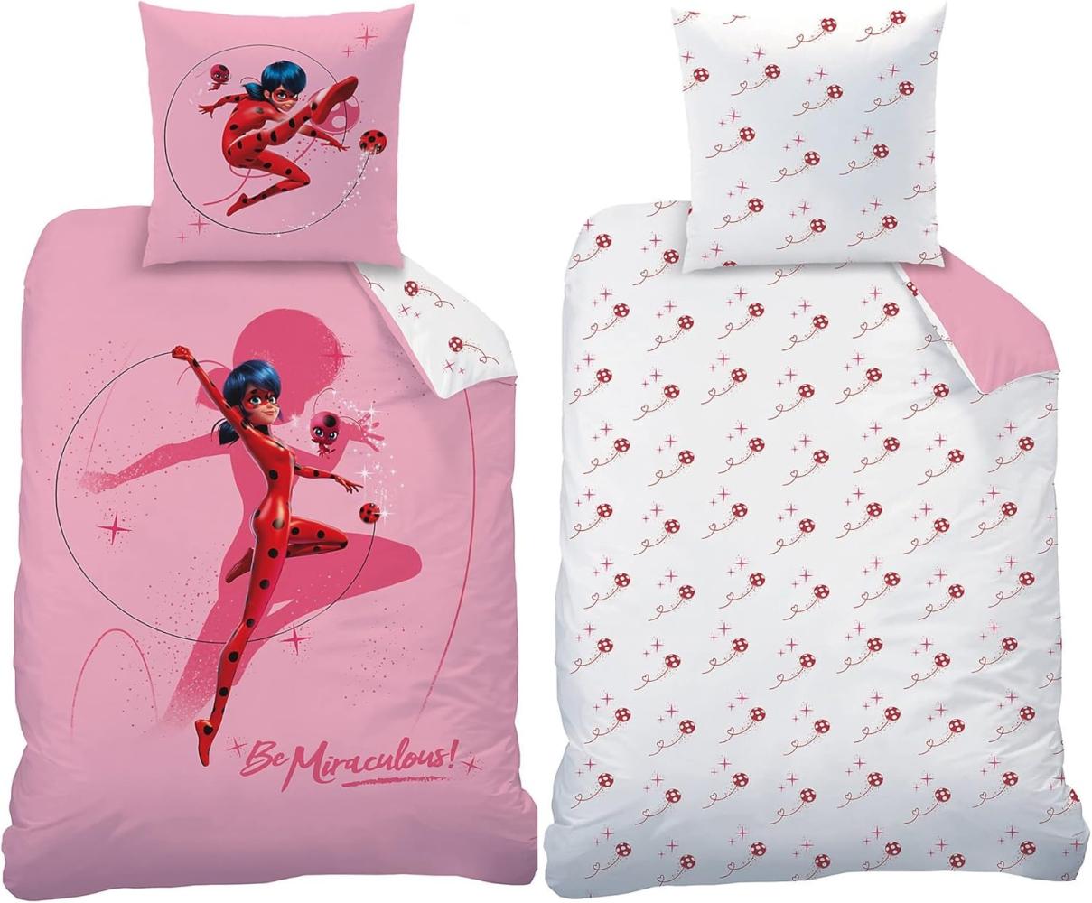 BERONAGE Kinderbettwäsche Miraculous Ladybug Shadow Bettwäsche Biber / Flanell, 100% Baumwolle, 2 teilig, 135x200 + 80x80 cm Bild 1