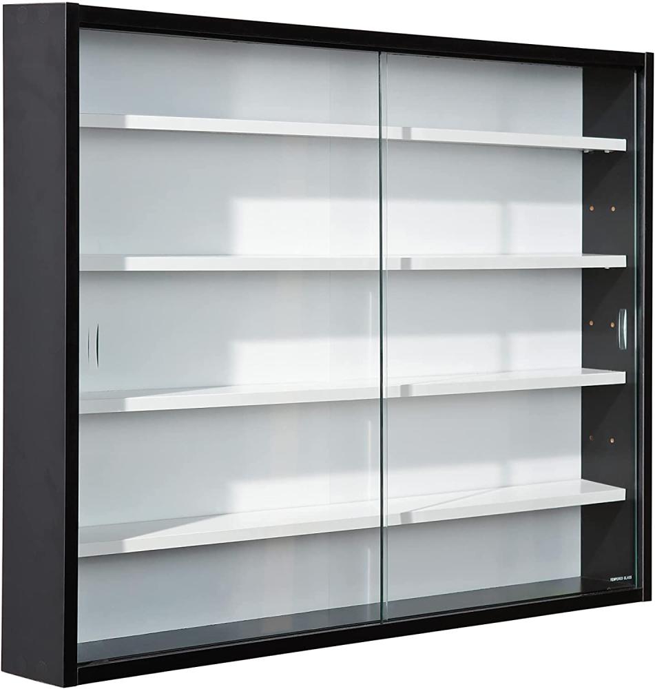 Inter Link Sammlervitrine Hängevitrine Wandregal Glasvitrine Wandvitrine Hängeregal Schaukasten MDF Schwarz und Weiss Bild 1