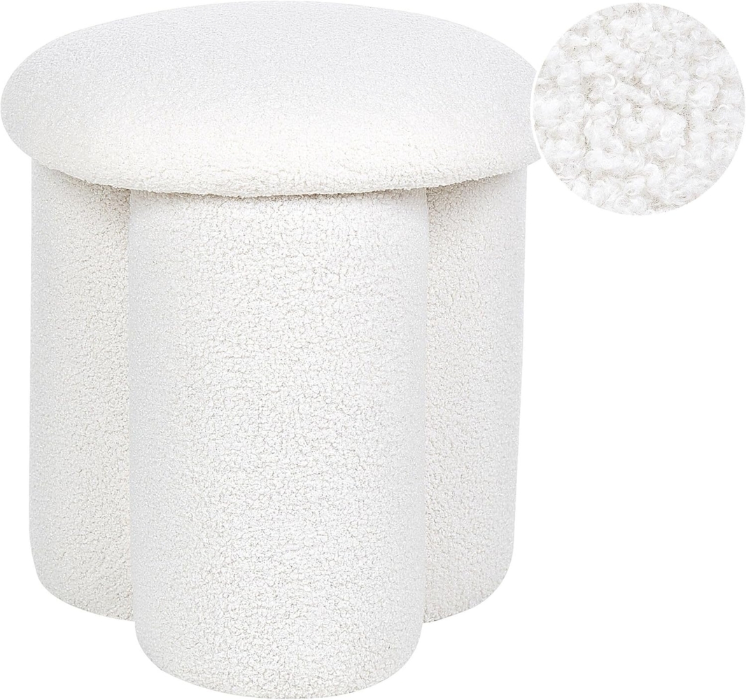 Pouf Bouclé weiß ⌀ 40 cm CARRINGTON Bild 1