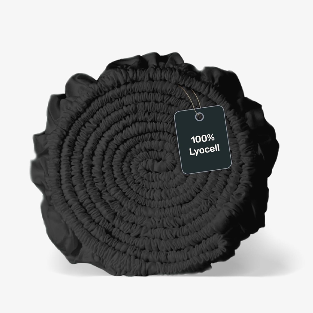 twenty:three® Bettlaken Lyocell Spannbettlaken Jet Black, Lyocell, Atmungsaktiv, Ultraweich, 100% TENCEL™ Lyocell, Nachhaltig, 100 x 200 Bild 1