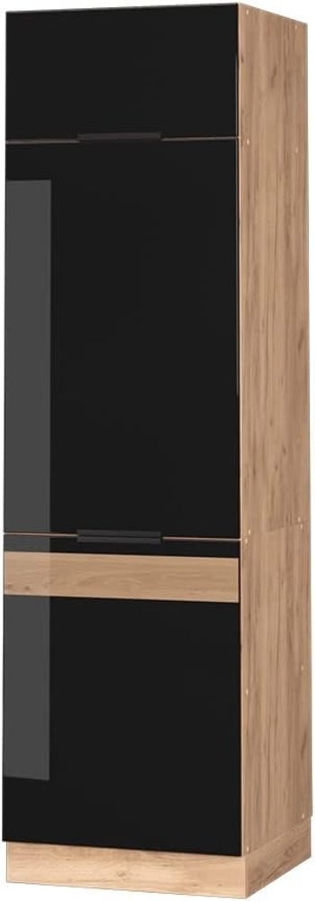 Kühlumbauschrank Fame-Line Schwarz Eiche hochglanz 60 cm Vicco Bild 1
