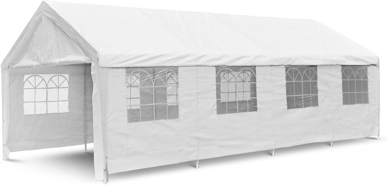 Nexos Hochwertiges Festzelt Partyzelt Bierzelt Gartenzelt PE-Pavillon stabil wasserdicht 4x8 m weiß Polyethylen Gartenpavillon Bild 1